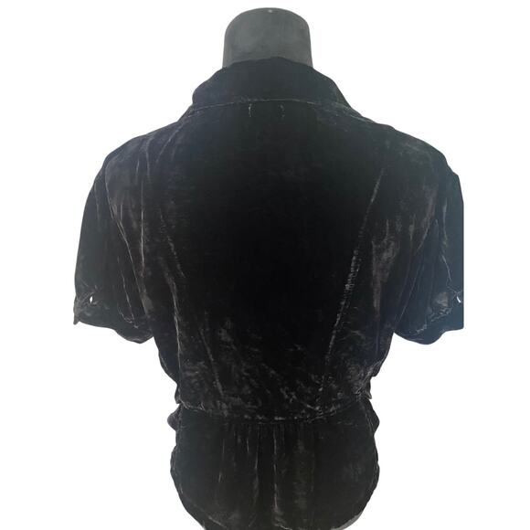 Retro Chic, Old Hollywood, Vintage Glam Black Plush Velvet Jacket Top - Picture 2 of 5